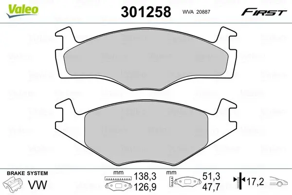 Передние тормозные колодки valeo phc ""301258"
