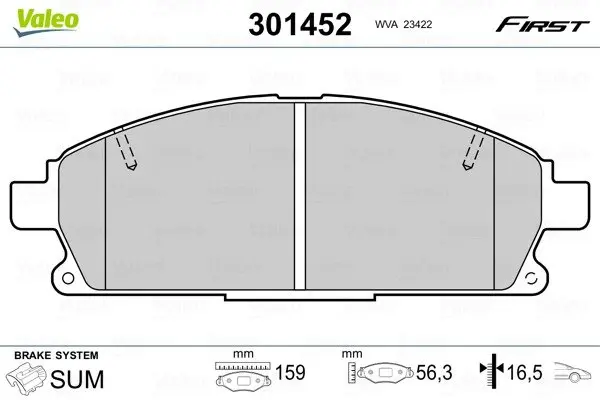 Передні тормозні (гальмівні) колодки Valeo phc 301452 (фото 1)