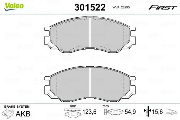 Передні тормозні (гальмівні) колодки Valeo phc 301522 (фото 1)