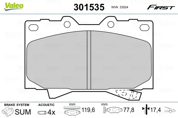 Передні тормозні (гальмівні) колодки Valeo phc 301535 (фото 1)