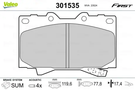 Передні тормозні (гальмівні) колодки Valeo phc 301535