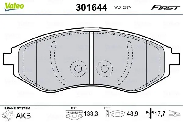 Передні тормозні (гальмівні) колодки Valeo phc 301644 (фото 1)