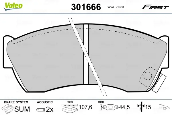 Передні тормозні (гальмівні) колодки Valeo phc 301666 (фото 1)