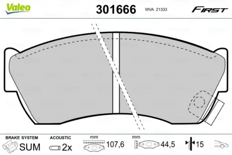 Передні тормозні (гальмівні) колодки valeo phc 301666