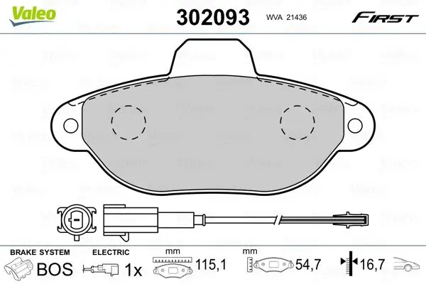 Передні тормозні (гальмівні) колодки Valeo phc 302093 (фото 1)