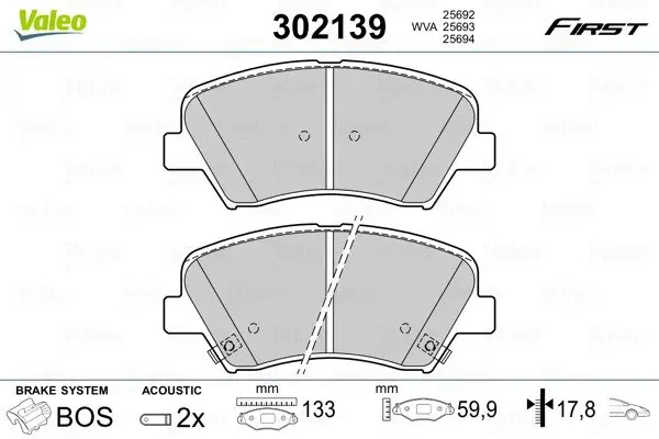 Передние тормозные колодки valeo phc 302139