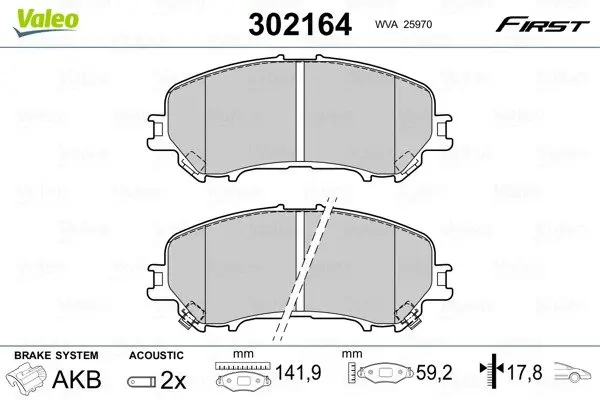 Передні тормозні (гальмівні) колодки Valeo phc 302164 (фото 1)