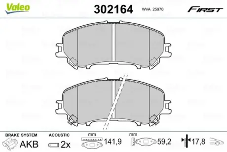 Передні тормозні (гальмівні) колодки Valeo phc 302164