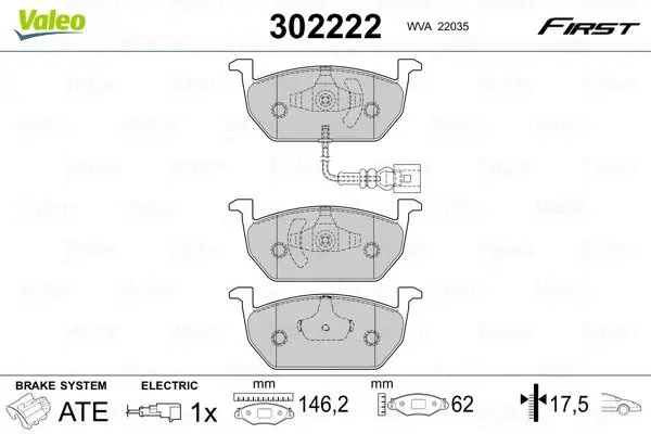 Передні тормозні (гальмівні) колодки Valeo phc 302222 (фото 1)