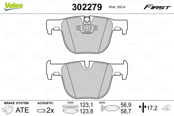Гальмівні колодки First BMW 3/4 ""R ""11>> Valeo phc 302279 (фото 1)