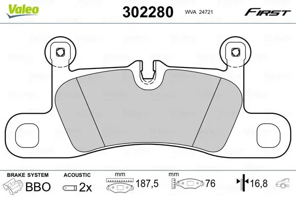 Гальмівні колодки задні, комплект valeo phc 302280