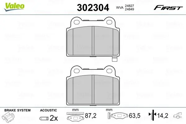 Гальмівні колодки First MITSUBISHI Lancer ""R ""08-15 Valeo phc 302304 (фото 1)
