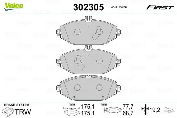 Передні тормозні (гальмівні) колодки Valeo phc ""302305" (фото 1)