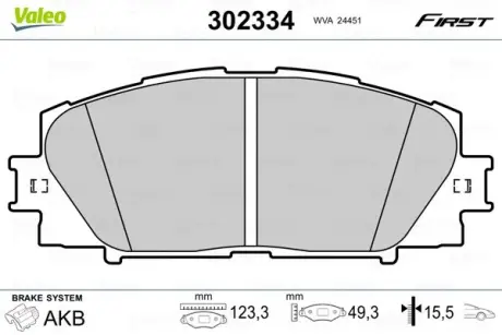Передние тормозные колодки valeo phc 302334 Тойота Приус 30