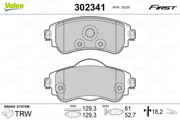 Передні тормозні (гальмівні) колодки Valeo phc 302341 (фото 1)