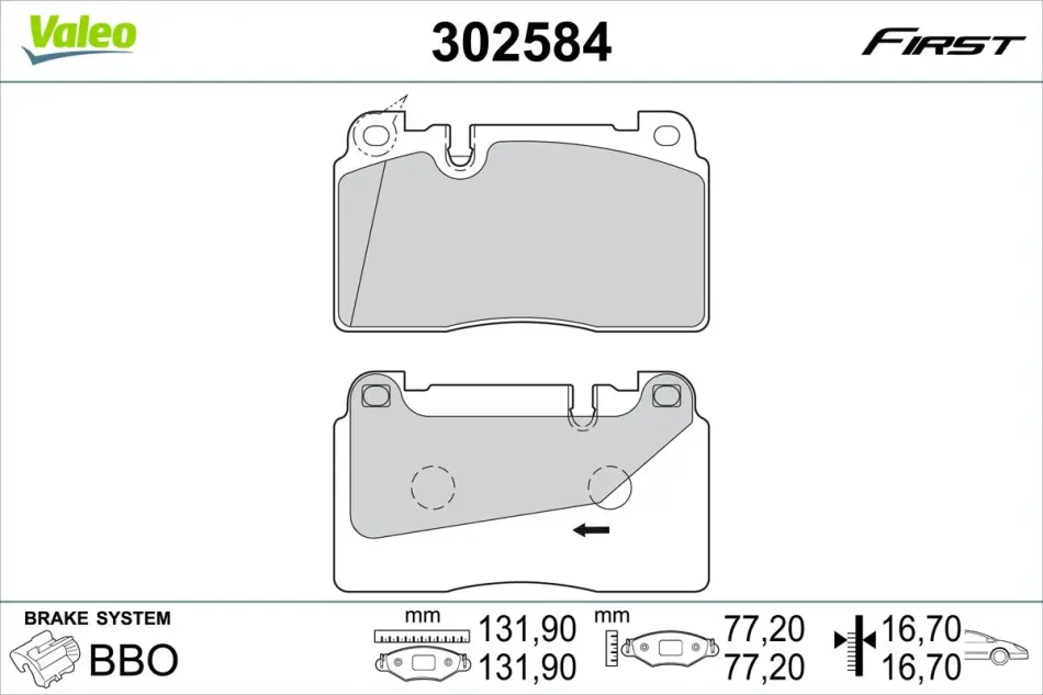 Передні тормозні (гальмівні) колодки Valeo phc 302584 (фото 1)