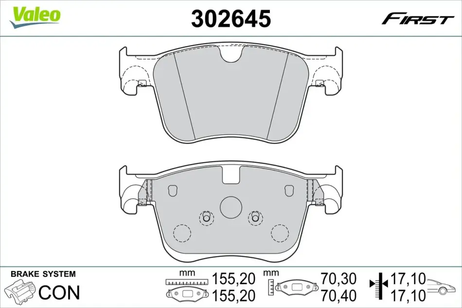 Передні тормозні (гальмівні) колодки Valeo phc 302645 (фото 1)