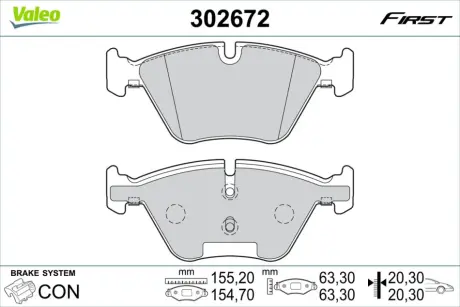 Передні тормозні (гальмівні) колодки valeo phc 302672 Бмв Е90