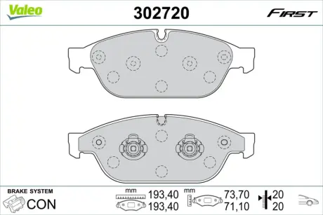Гальмівні колодки First AUDI A6/A7/A8 ""F ""07-18 valeo phc ""302720"