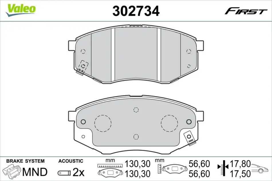 Передні тормозні (гальмівні) колодки Valeo phc 302734 (фото 1)