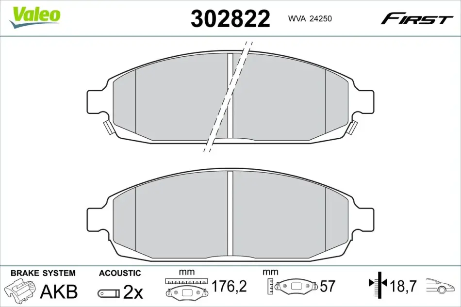 Передні тормозні (гальмівні) колодки Valeo phc 302822 (фото 1)