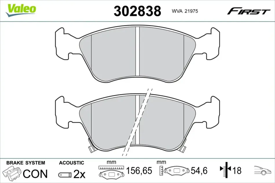 Передні тормозні (гальмівні) колодки Valeo phc 302838 (фото 1)