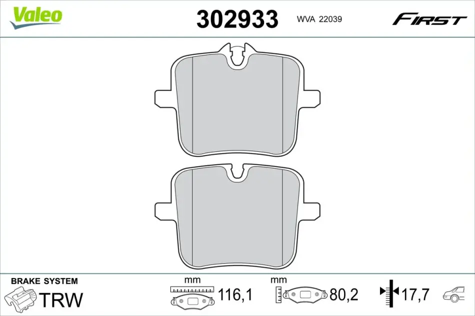 Гальмівні колодки First BMW 7/8/X5/X6/X7 ""R ""18>> valeo phc ""302933"