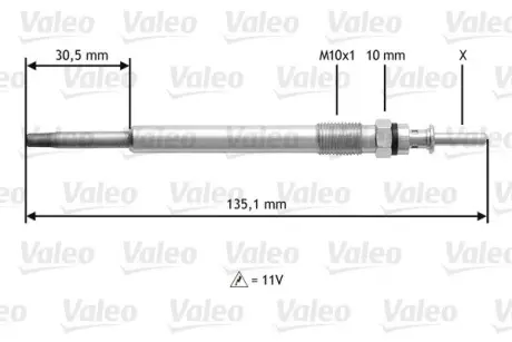 VALEO OPEL свічка розжарювання 2,0/2,2DTI Vectra C, Omega B, Astra G 00- valeo phc 345112