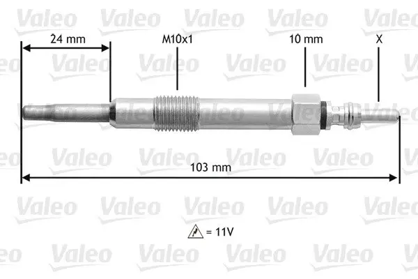 VALEO FIAT свічка розжарювання (11V) 1,9/2,4JTD: Doblo, Punto, Marea 98- ALFA OPEL 1,9CDTI 04 valeo phc 345114