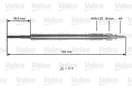 VALEO TOYOTA свічка розжарювання Avensis 2.0D-4D,Land Cruiser 4.5D-4D,Corolla,Rav 4 III valeo phc 345177