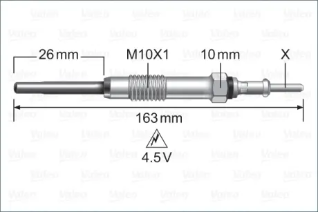 VALEO NISSAN Свічка розжарювання 4.6V Navara,Pathfinder,Qashqai,X-Trail,Opel Vivaro,Renault Trafic II,Master III 1.6/2.5dCi 06- valeo phc 345235