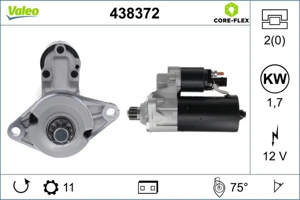 VALEO AUDI Стартер A3 12-, Q3 11-, TT 08-, SEAT, SKODA, VW Valeo phc 438372 (фото 1)