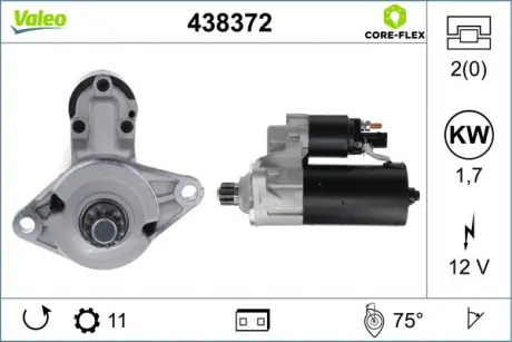 VALEO AUDI Стартер A3 12-, Q3 11-, TT 08-, SEAT, SKODA, VW Valeo phc 438372