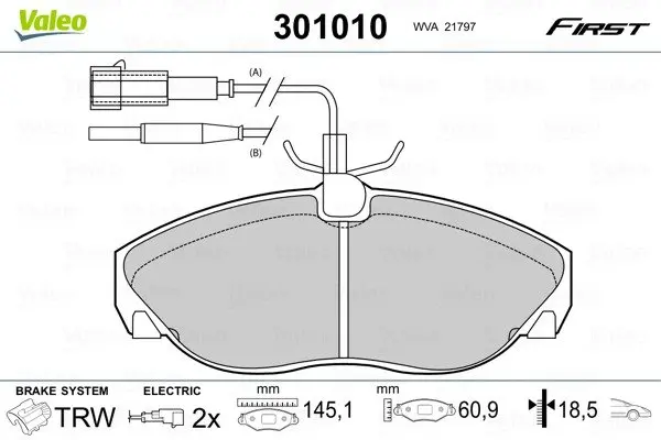 Передні тормозні (гальмівні) колодки Valeo phc 301010 (фото 1)
