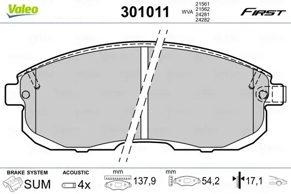 Передні тормозні (гальмівні) колодки Valeo phc ""301011" (фото 1)