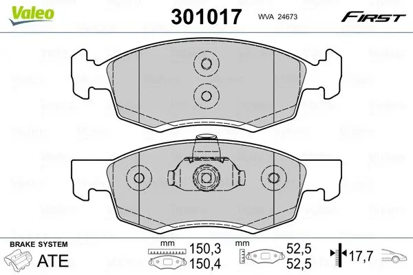 Передні тормозні (гальмівні) колодки Valeo phc 301017 (фото 1)