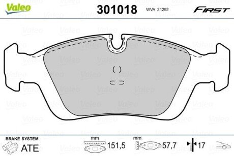 Передні тормозні (гальмівні) колодки valeo phc ""301018" на Бмв Е36