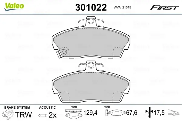 Передні тормозні (гальмівні) колодки Valeo phc 301022 (фото 1)