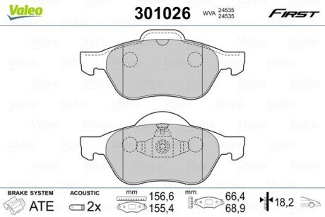 Передні тормозні (гальмівні) колодки valeo phc 301026