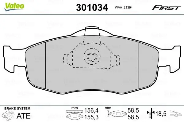 Передні тормозні (гальмівні) колодки Valeo phc ""301034" (фото 1)