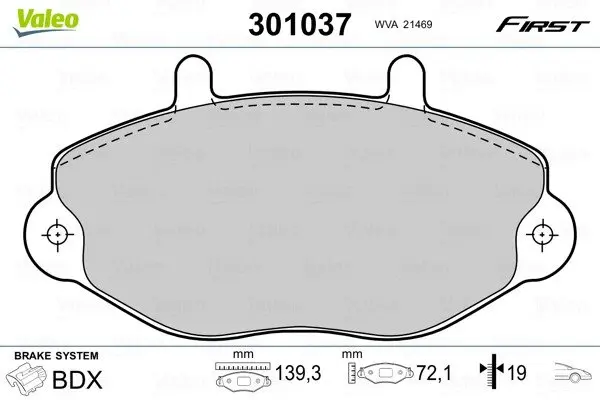 Передні тормозні (гальмівні) колодки Valeo phc 301037 (фото 1)