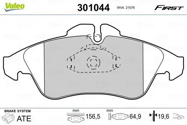 Передні тормозні (гальмівні) колодки Valeo phc 301044 (фото 1)