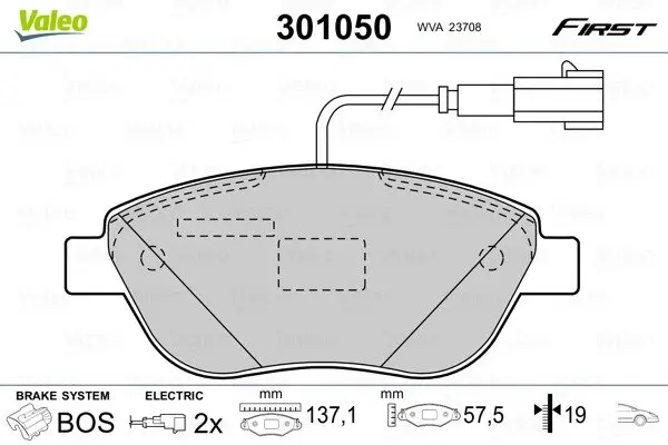 Передні тормозні (гальмівні) колодки Valeo phc 301050 (фото 1)