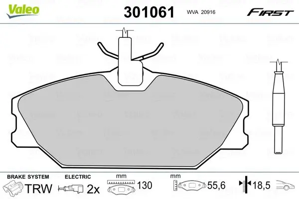 Передні тормозні (гальмівні) колодки Valeo phc 301061 (фото 1)