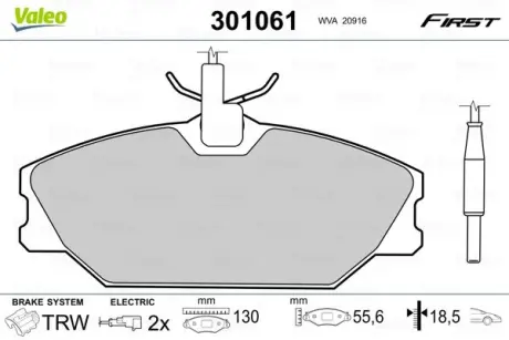 Передні тормозні (гальмівні) колодки Valeo phc 301061