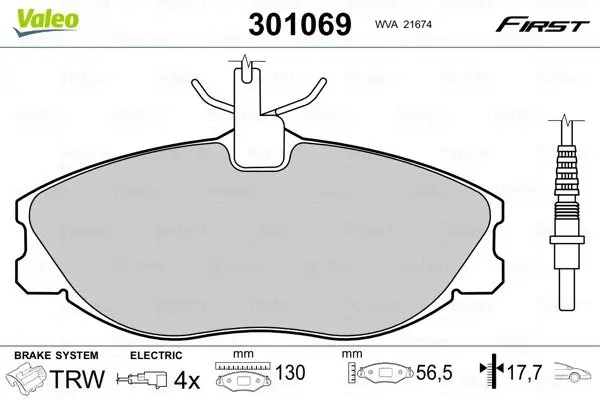 Передние тормозные колодки valeo phc ""301069"