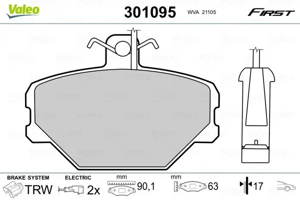 Передние тормозные колодки valeo phc ""301095"