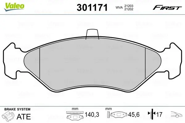 Передние тормозные колодки valeo phc ""301171"