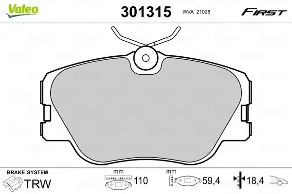 Передні тормозні (гальмівні) колодки Valeo phc ""301315" (фото 1)
