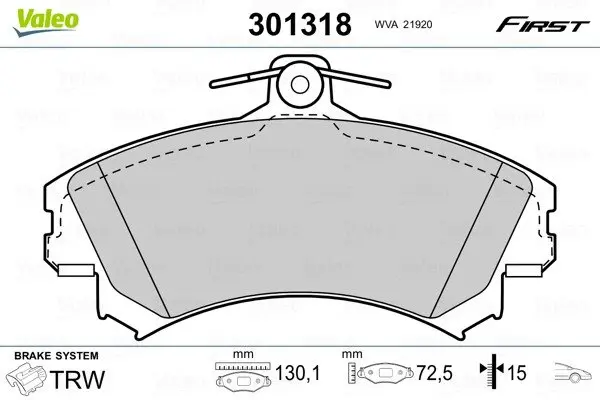 Передние тормозные колодки valeo phc 301318